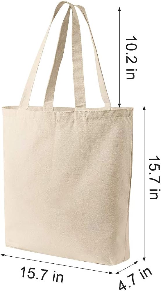 Canvas Tote Bags,2 Pcs Tote Bags Multi-Purpose Reusable Blank Canvas Bags Use For Grocery Bags,Shopping Bags,DIY Gift Bags