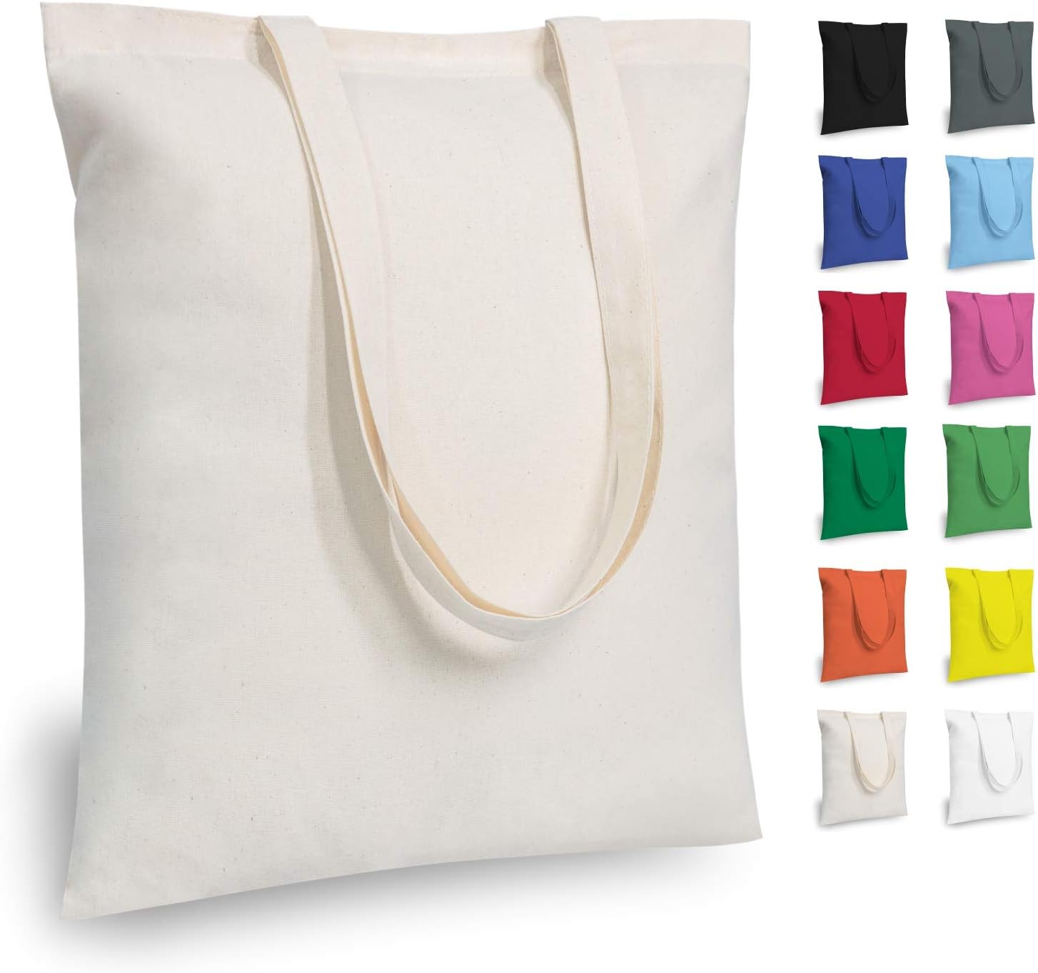 5 | 12 | 24 | 48 | 192 Pack Economical Cotton Tote Bag, Lightweight Medium Reusable Grocery Shopping Cloth Bags, Suitable for DIY, Advertising, Promotion, Gift, Activity (5-Pack)