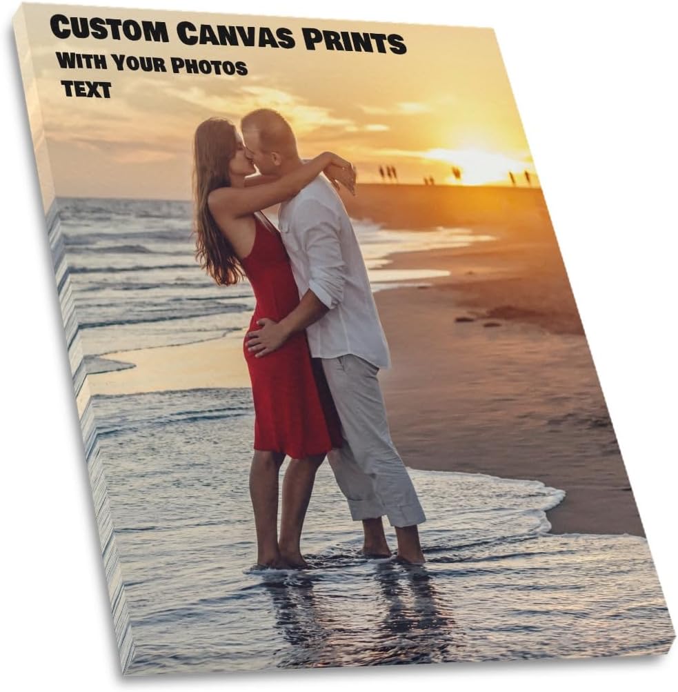 Custom Canvas Prints With Your Photos – Personalized Wall Art Poster Photo Gifts Framed Canvas Photo Arts for Bedroom – Framed Wedding Baby Pet Family Gifts