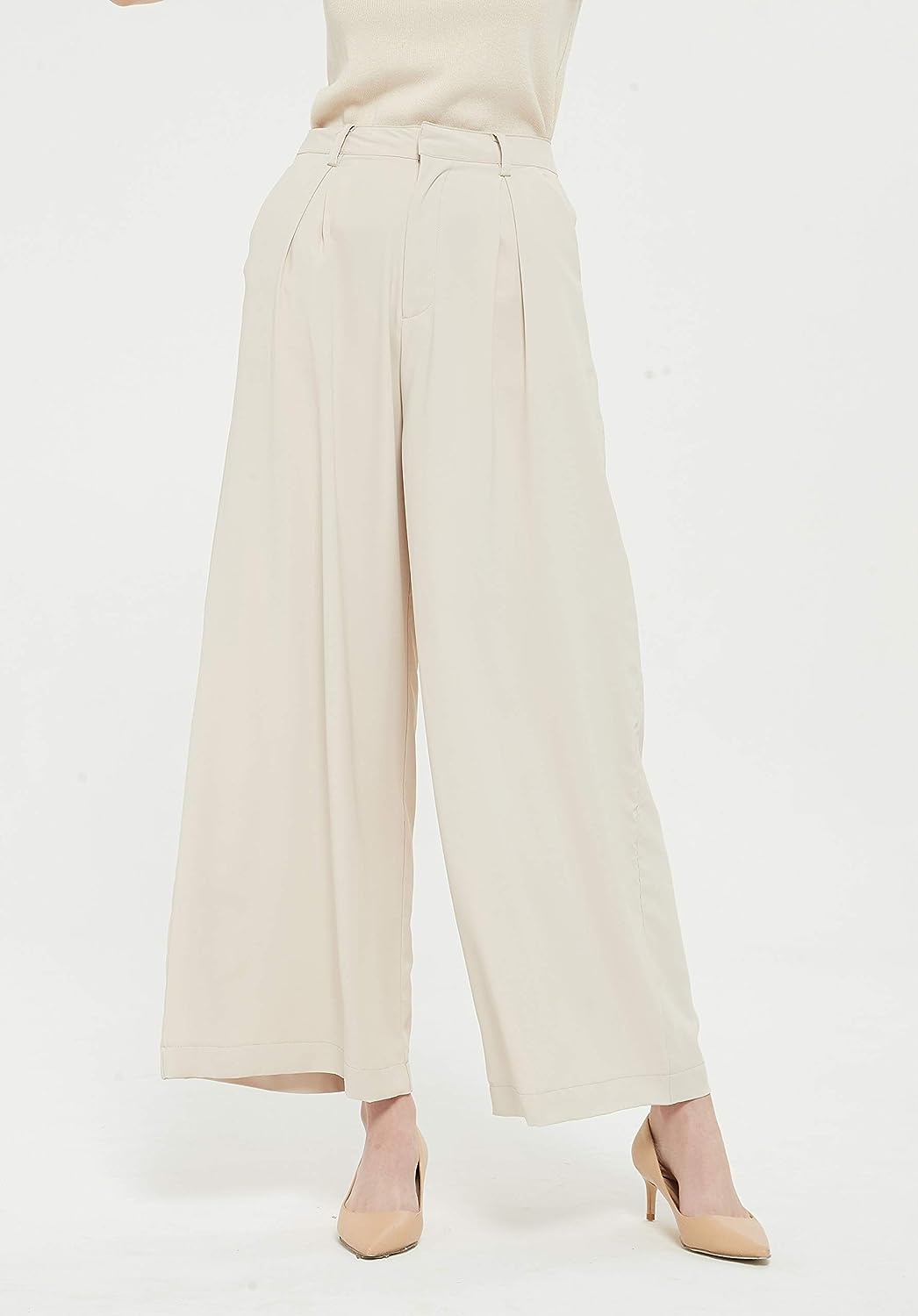 Women High Waist Casual Wide Leg Long Palazzo Pants Trousers Regular Size