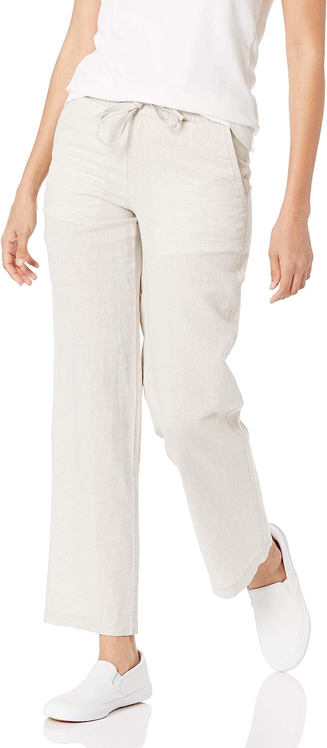 Amazon Essentials Women’s Linen Blend Drawstring Wide Leg Pant (Available in Plus Size)