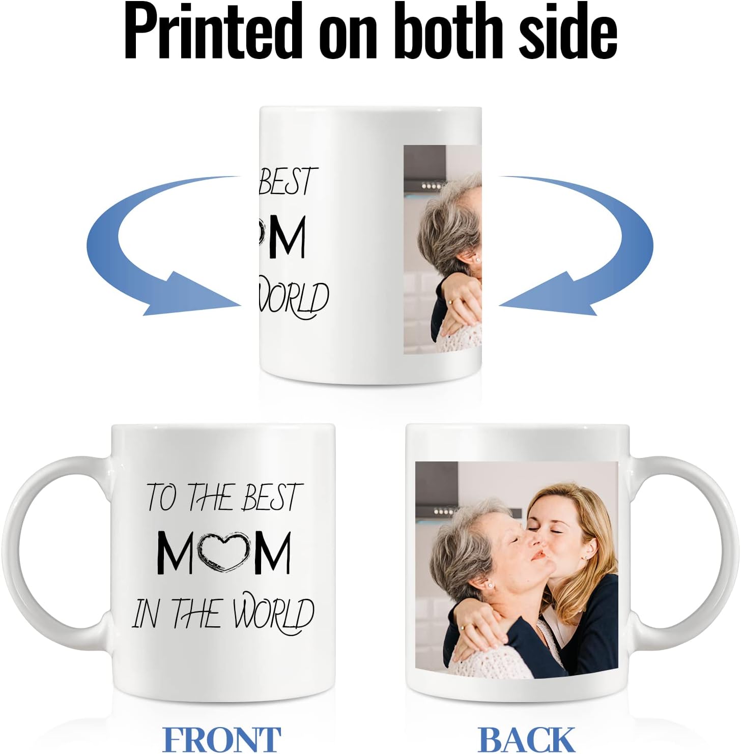 Custom Photo Coffee Mug, Personalized Mug w/Picture, Text, Name – Personalized Gifts for Mom, Boyfriend, Girlfriend, Best Friend, Christmas Gifts, Party Favors Mug 11oz White Wholesale