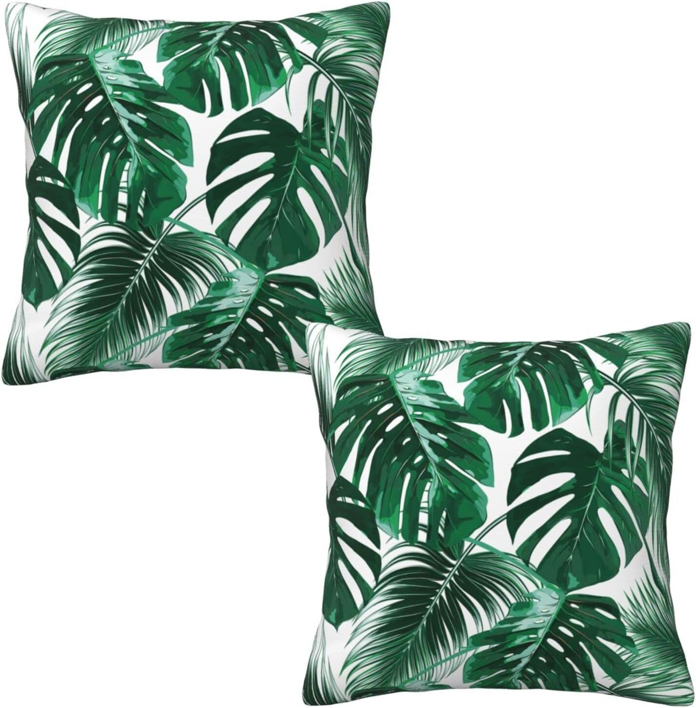 Osvbs Palm Leaf Leaves Tropical Green Plant Throw Pillow Covers Farmhouse Decorative Set of 2 Pillow Case Cushion Summer Pillows Cover Decor Home for Sofa Couch Bedroom Living Room 18×18 Inch