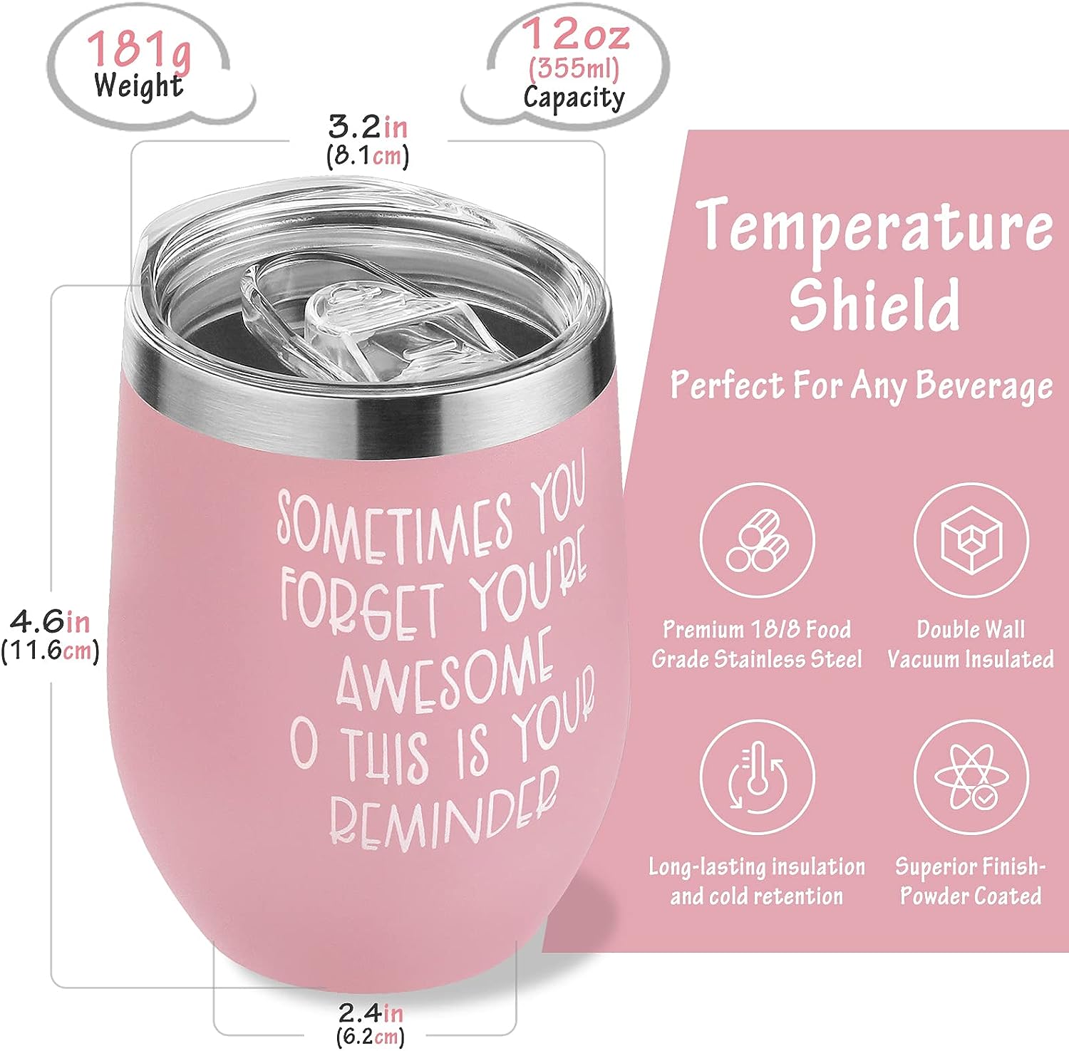 Inspirational Gifts for Men Women – 12oz Stainless Steel Coffee Mug/Tumbler “Sometimes You Forget You’re Awesome” Gift Idea for Birthday, Coworker, Thank you, Motivational, Best Friend, Fathers Day