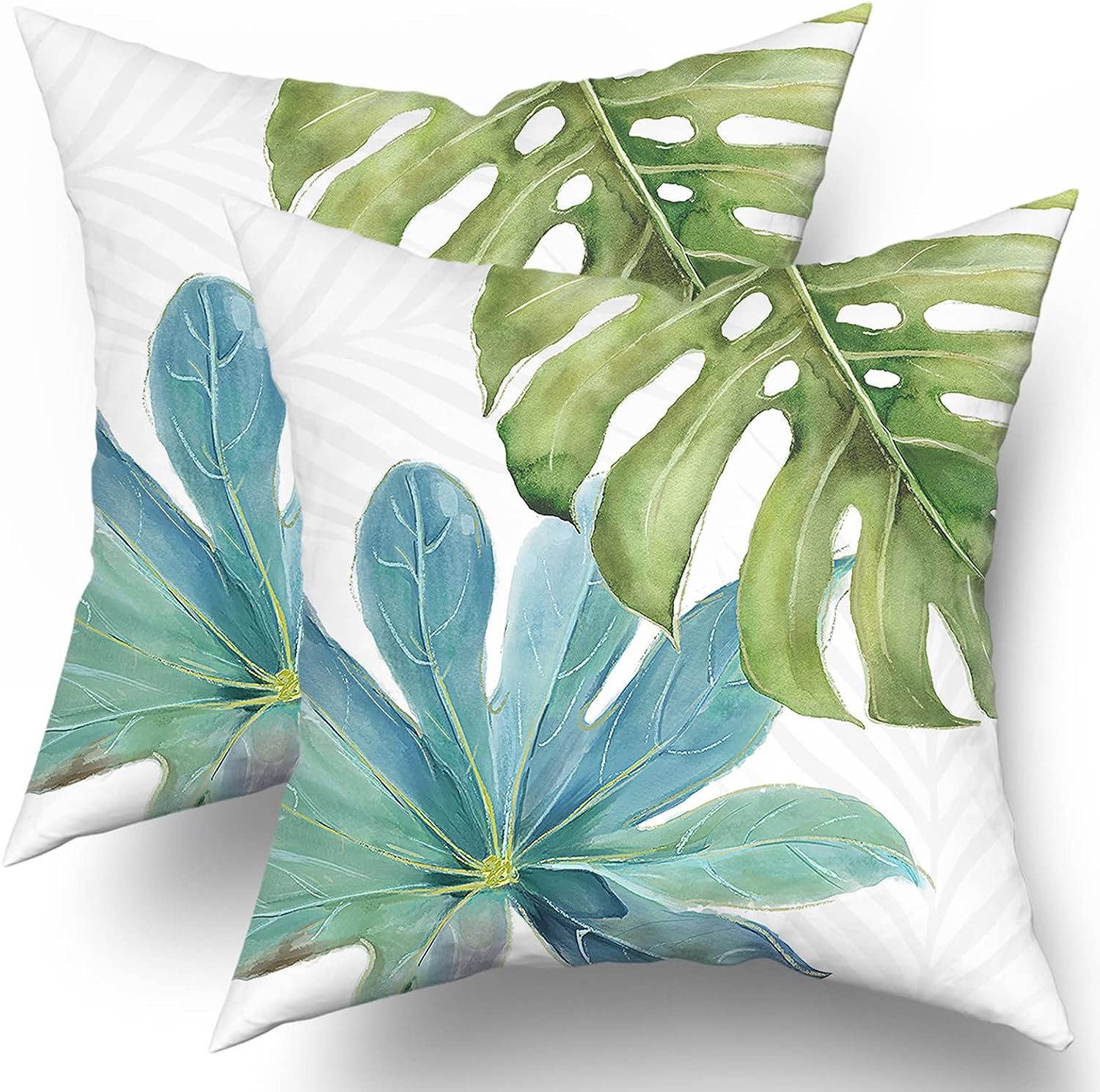 aportt Green Tropical Leaf Pillow Covers 20×20 Inch Monstera Palm Leaves Couch Pillow Cases Botanical Plant Summer Throw Pillows Set of 2 Home Decor for Living Room Bedroom Bed Cushion Outdoor