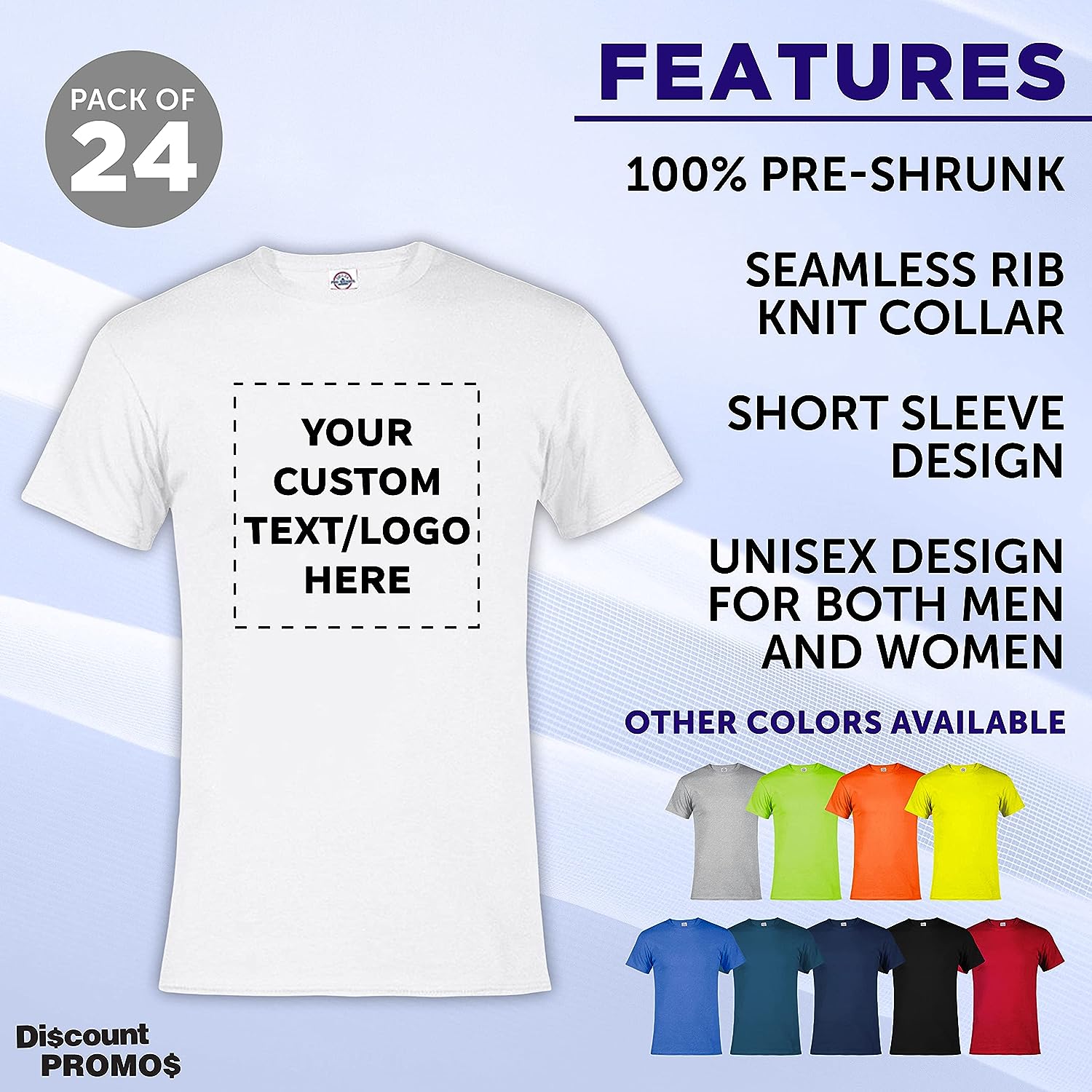 Unisex Short Sleeve T-Shirts, Personalized Bulk Pack