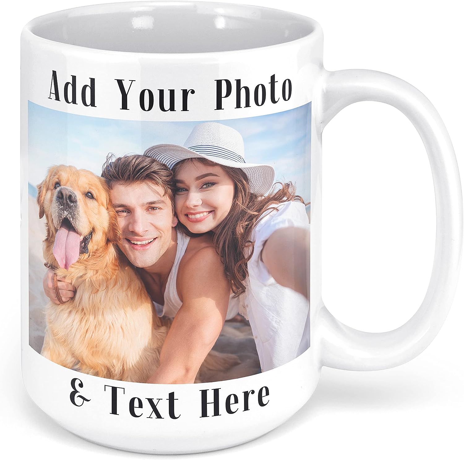 Custom Photo Coffee Mug, 11 – 15 oz. Personalized Mug w/ Picture, Text, Name – Gifts for Boyfriend, Girlfriend, Best Friend, Christmas Gifts, Taza Personalizadas – White