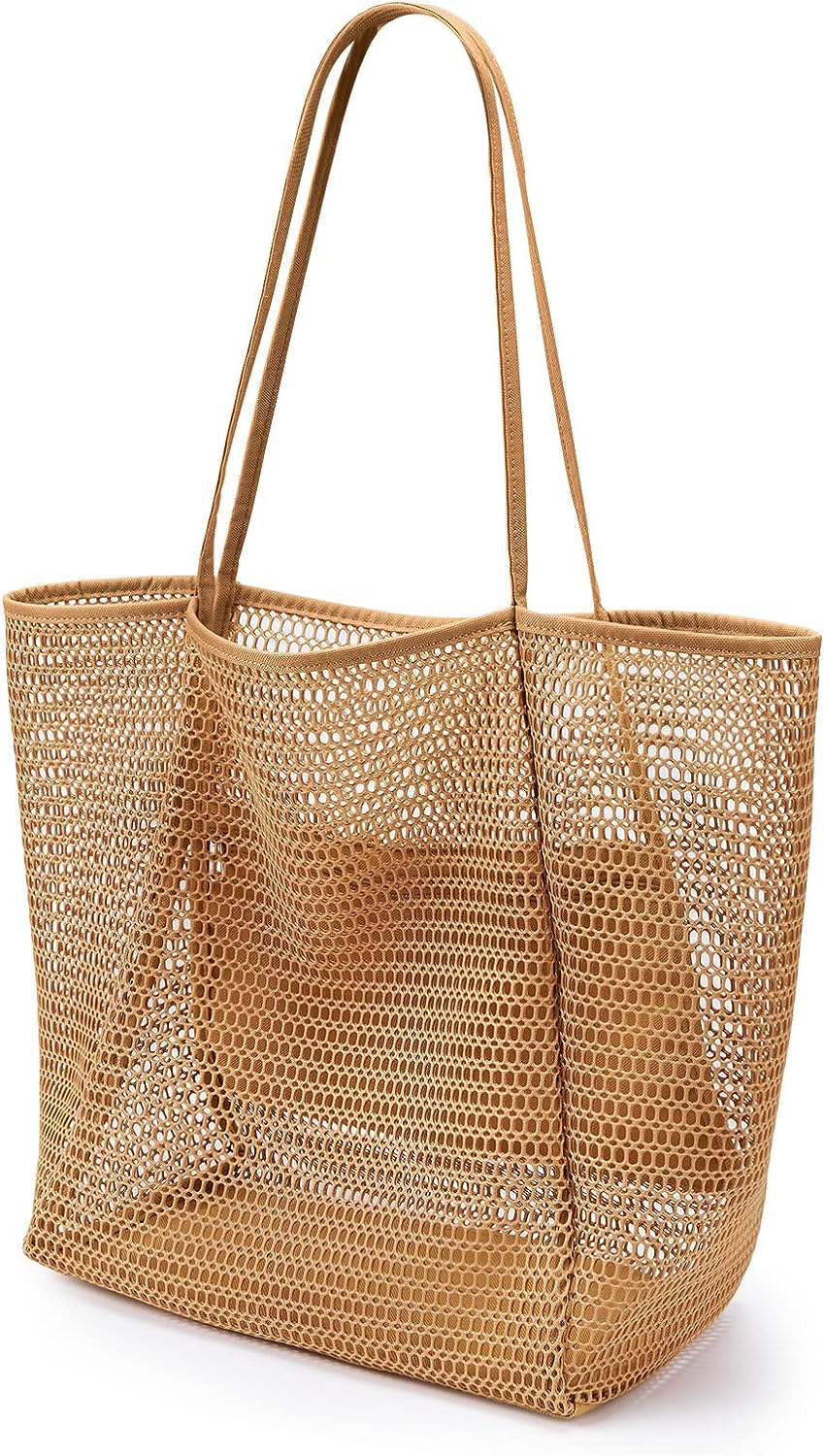 Beach Mesh Tote Bag, Casual Tote Bag Hobo Women Foldable MAX 23L Shoulder Bag For Beach Picnic Vacation