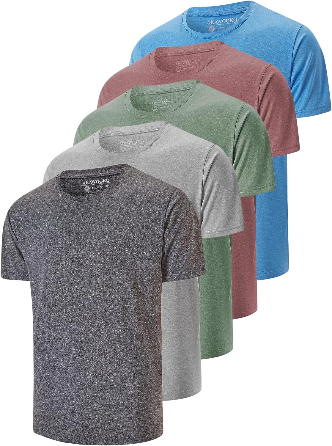 5 Pack Men’s Dry Fit T Shirts, Athletic Running Gym Workout Short Sleeve Tee Shirts for Men