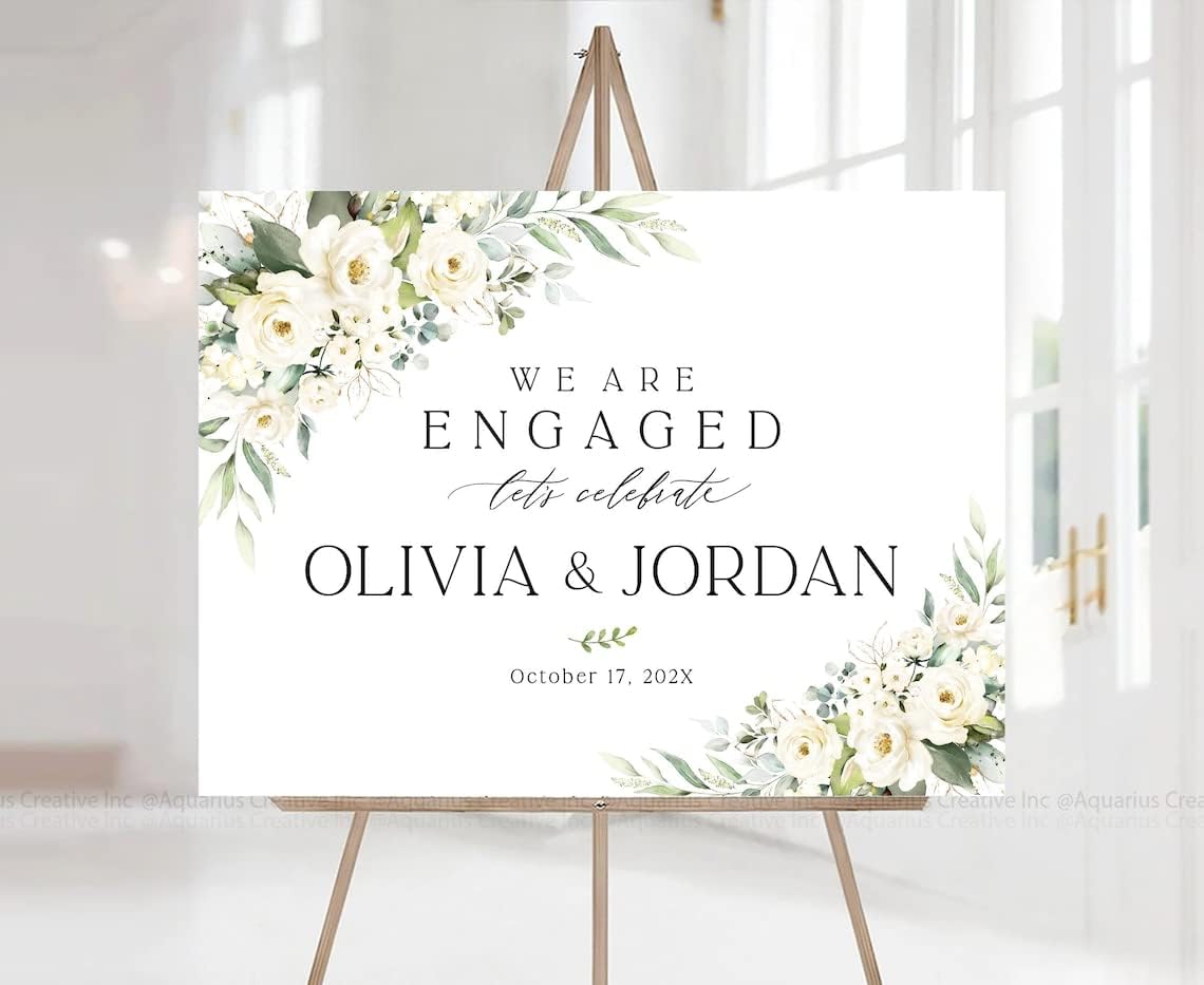 We Are Engaged Sign, Engagement Party Sign, Welcome Sign Engagement Party, Engagement Party Decorations, Wedding Welcome Sign, Engagement Sign With Stand, Engagement Welcome Signs For Ceremony #PA12