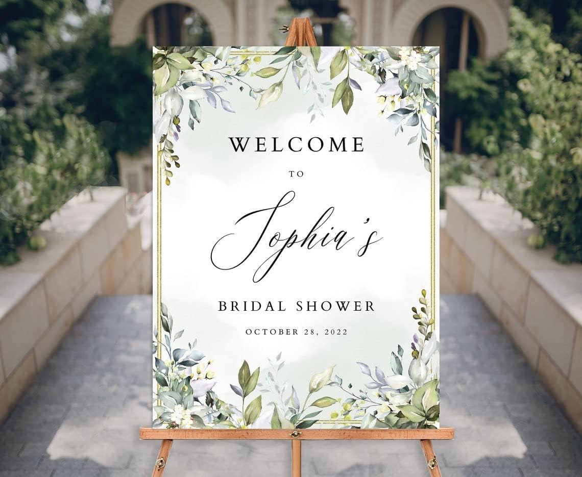 Bridal Shower Signs Welcome, Bridal Shower Sign, Bridal Shower Decorations, Welcome Home Party Decoration Yard Sign Outdoor Indoor, Greenery Bridal Shower Sign On Stand For Party #21