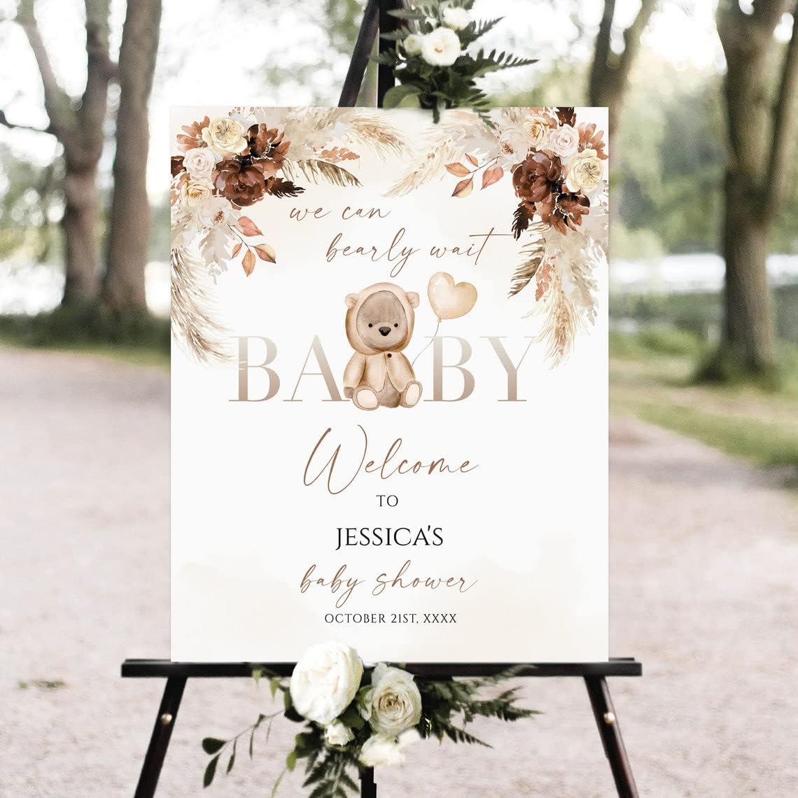 Personalized Baby Shower Welcome Sign, Teddy Bear Baby Shower Welcome Sign Decor, Baby Shower Custom Birthday Party, Baby Shower Gifts From Dad Or Mom, Baby Shower Decorations For Boys And Girls DK2