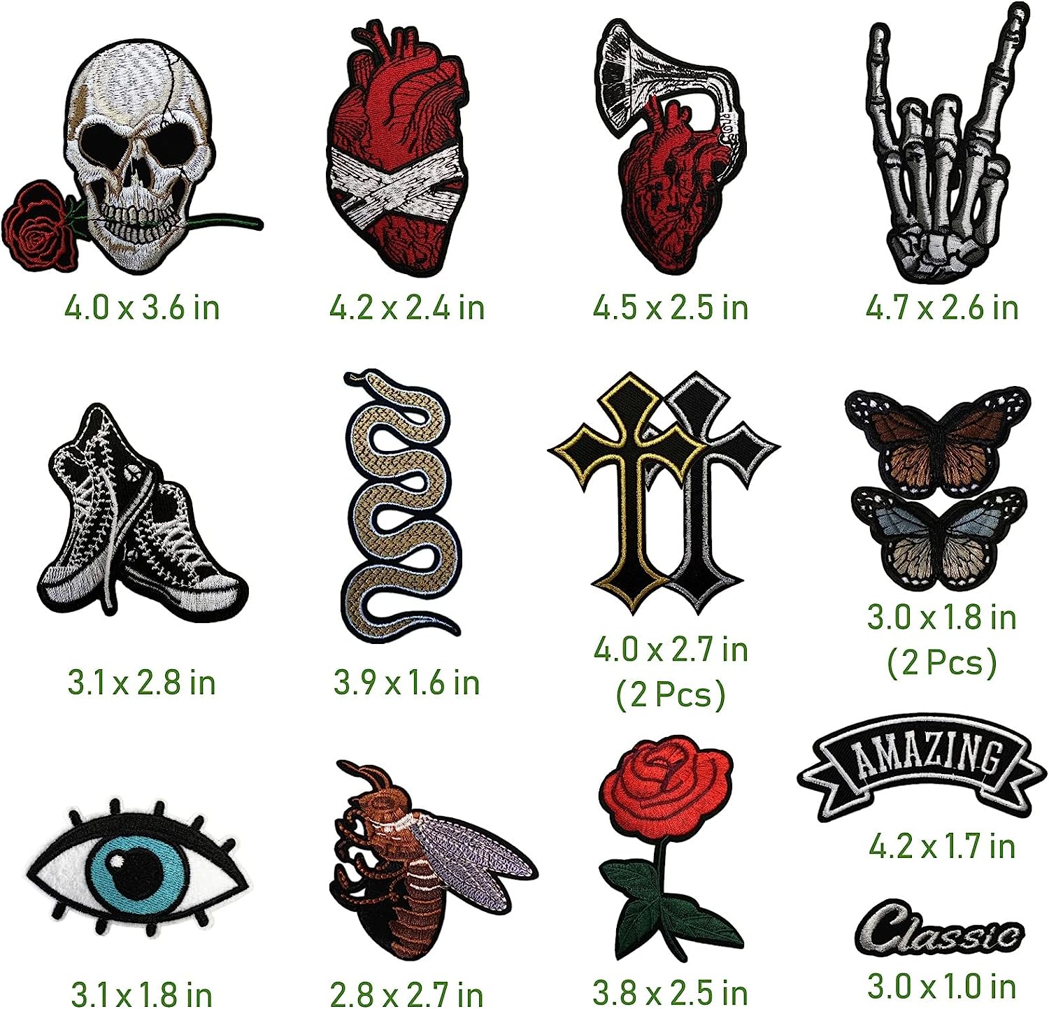 Dark Embroidered Applique Iron On Patches for Backpacks, Rock Band Patches for Jackets, Cool Sew Patch for Clothing, Jeans, Hats, DIY Accessories (Dark1 15 Pcs)