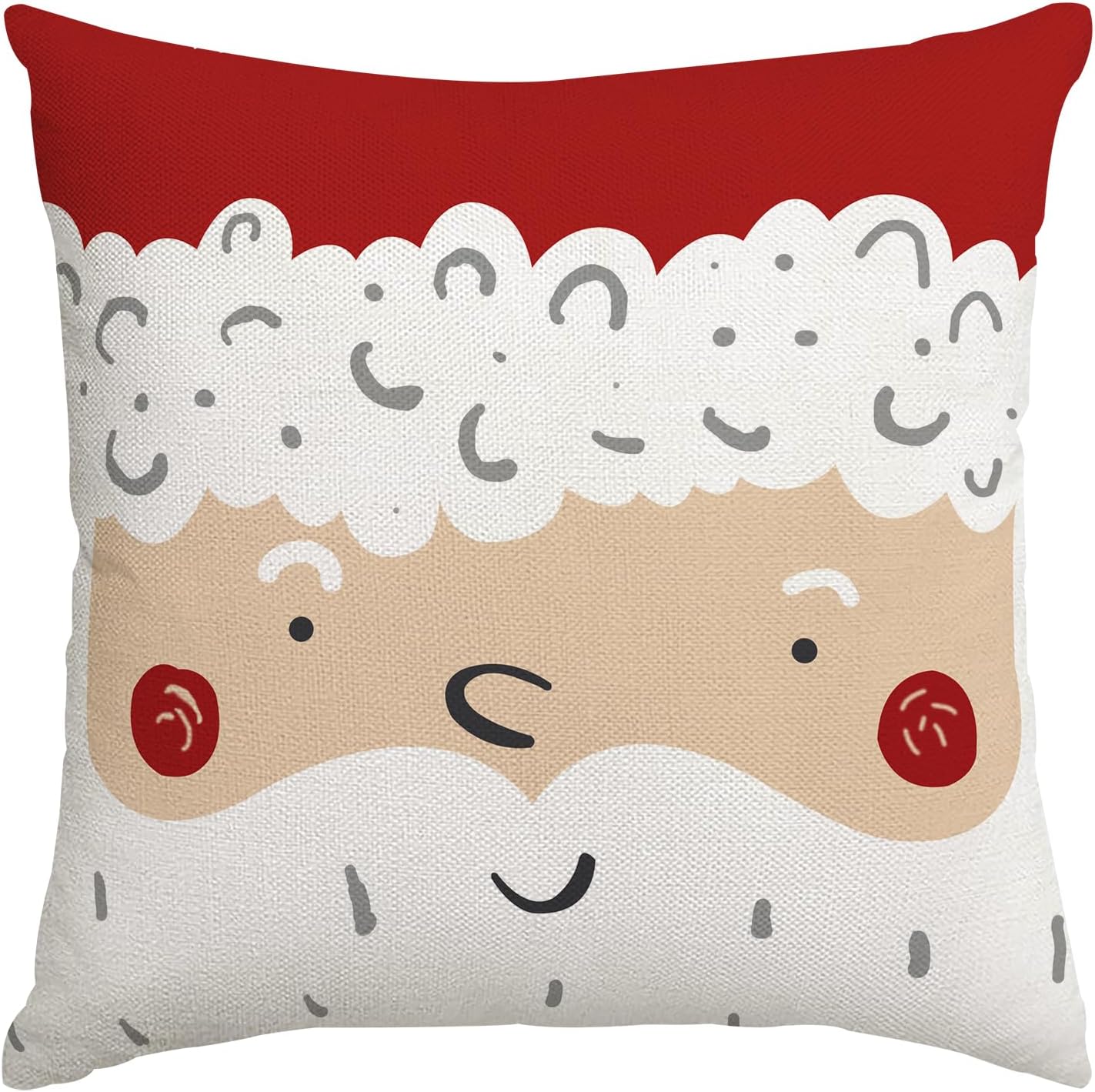 Christmas Pillow Covers 18×18 Christmas Santa Claus Decorative Throw Pillow Covers Decoration Holiday Home Party Red Cushion Case for Couch Sofa