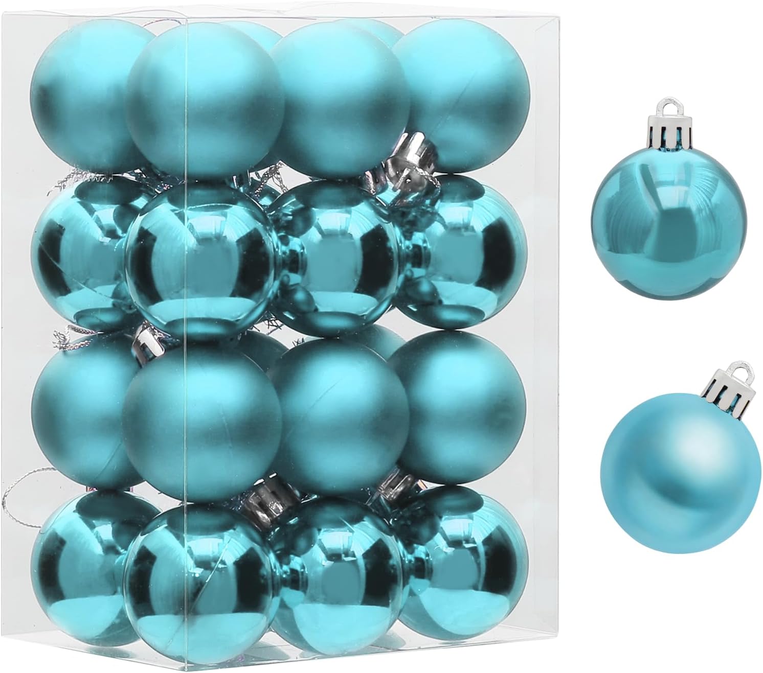 24Pcs Christmas Balls Ornaments Set Plastic Shatterproof Christmas Ornaments Ball 1.5 Inch Pre-Strung Decoration Small Hanging Balls for Xmas Tree Holiday Party Decor, Blue