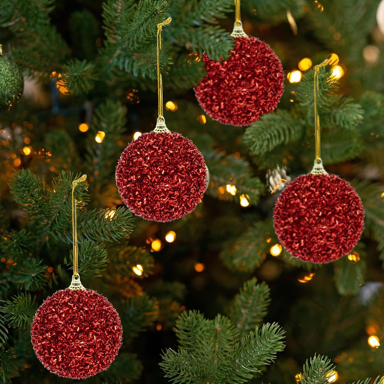 12 Pcs Christmas Ball Ornaments 2.36″ Shatterproof Christmas Tree Decoration Sparkly Christmas Hanging Balls