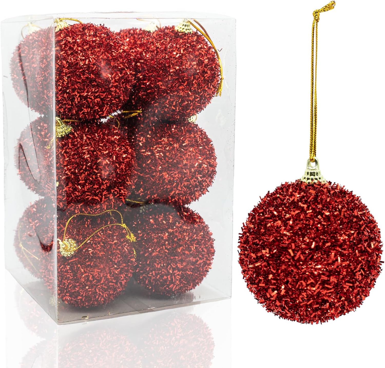 12 Pcs Christmas Ball Ornaments 2.36″ Shatterproof Christmas Tree Decoration Sparkly Christmas Hanging Balls