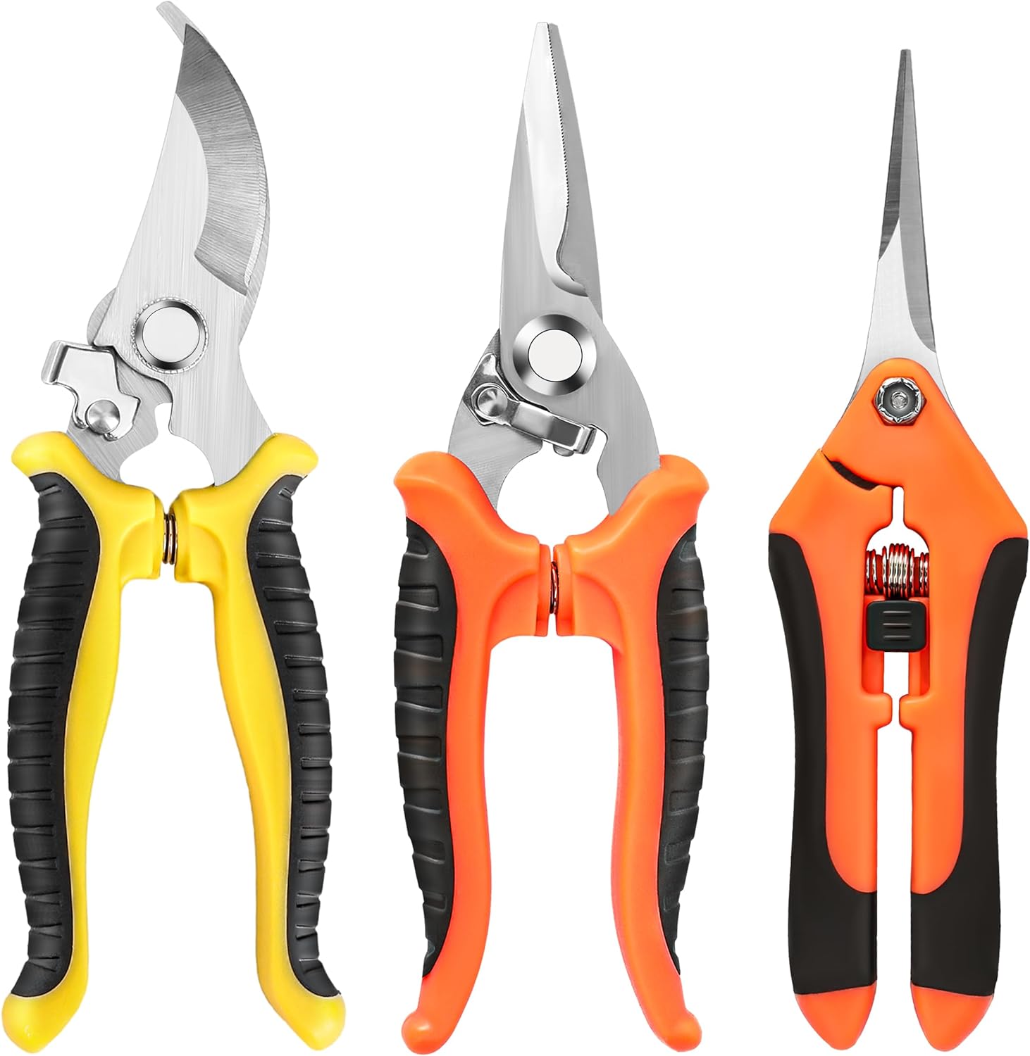 Set of 3 Stainless Steel Garden Pruning Shears