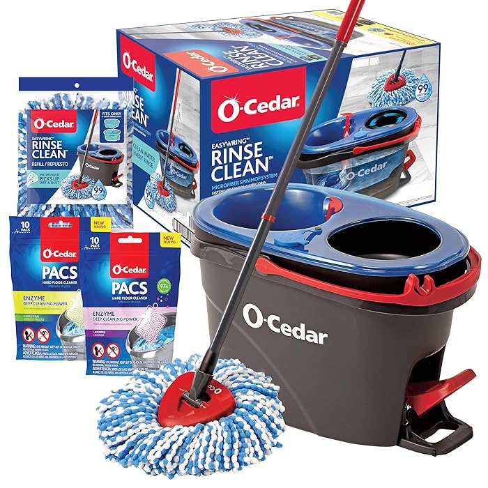 O-Cedar EasyWring RinseClean Spin Mop with 2-Tank Bucket System