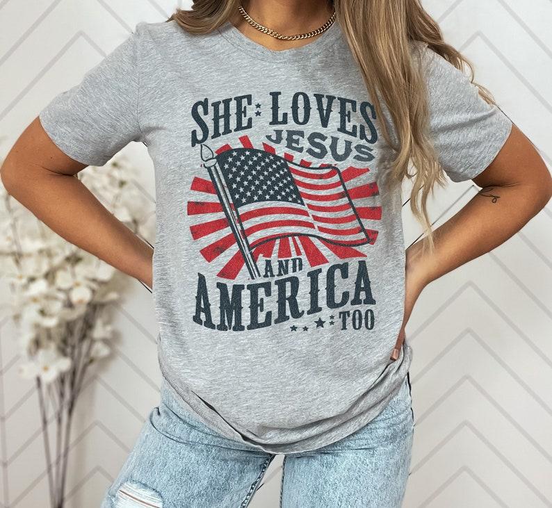 She Love Js and america Shirt, 4thJuly T Shirt, Cotton, Top Fit