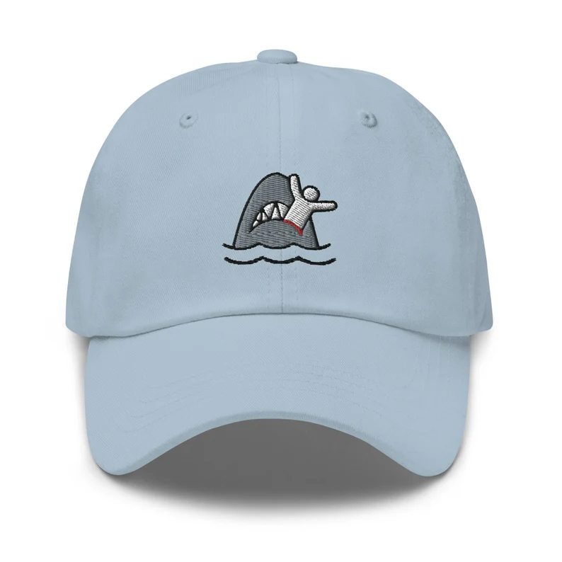 Shark Attack Dad Hat, Funny Shark Lover Gift Cap, Embroidered Unisex Hat, Handmade Dad Cap, Adjustable Baseball Cap Gift – Multiple Colors