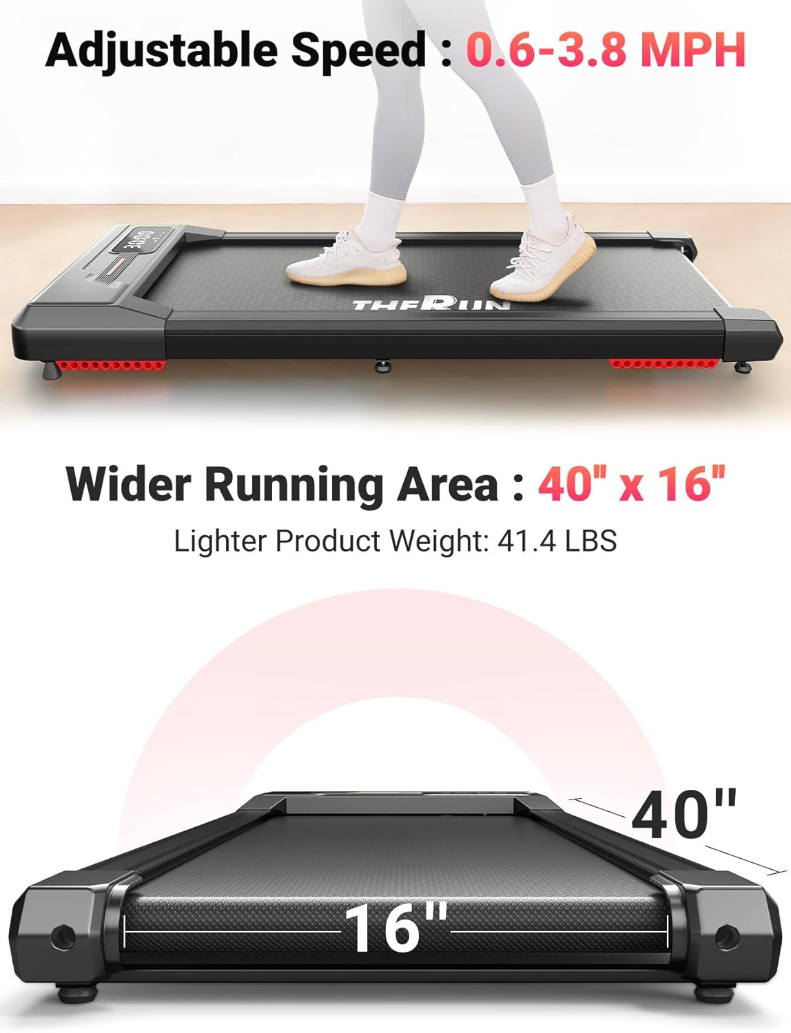 Walking Pad Treadmill Under Desk, Portable Mini Treadmill for Home\/Office, Walking Pad Treadmill 2.5HP, Walking Jogging Machine with 265 lbs Weight Capacity Remote Control LED Display 1