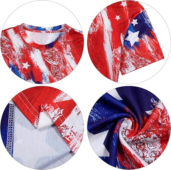 American Flag Shirt Women USA Tie-Dye 4th of July Tshirt America Patriotic Oversized Short Sleeve Tee Tops