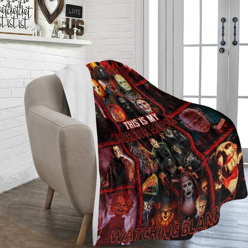 This is My Horror Movie Watching Fleece Sherpa Blanket This is My Horror Movie Fleece Sherpa Blanket Halloween Fleece Sherpa Blanket Scary Movie