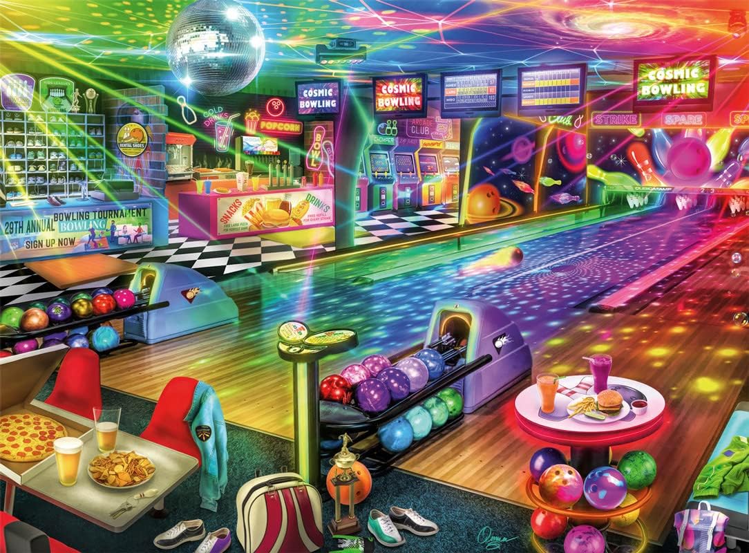 Blacklight Bowling 1000 Piece Jigsaw Puzzle Wooden Jigsaw Puzzle Farm Farmhouse Children and Adolescents Educational Training Decompression Resistant Difficult Play Games