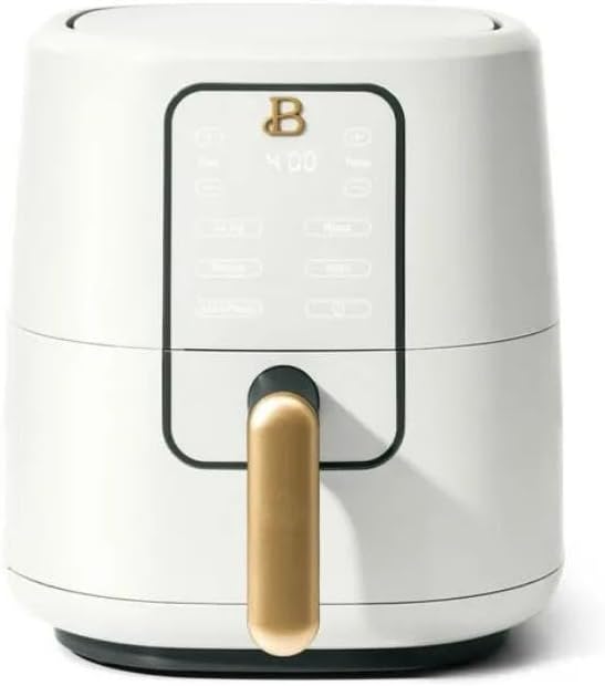 SadBe 3 Qt Air Fryer with TurboCrisp Technology, White Icing by Drew Barrymore