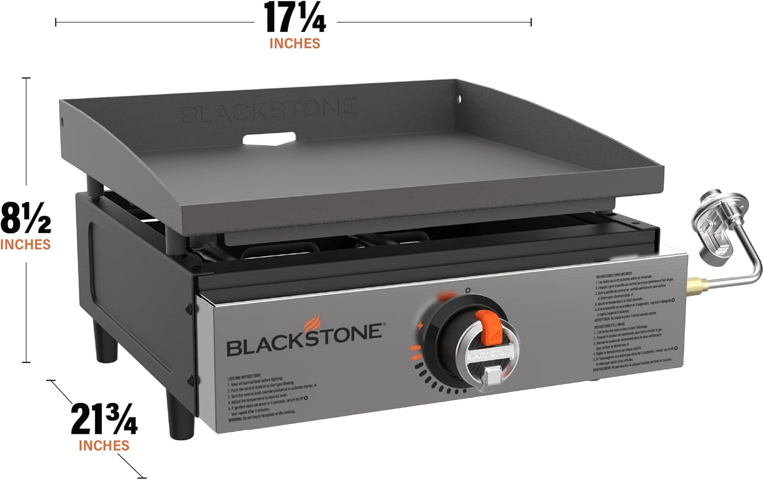 Blackstone 2142 Original 17” Tabletop Griddle with Low-Maintenance Stainless Steel Front Plate, Powder Coated Steel, Black